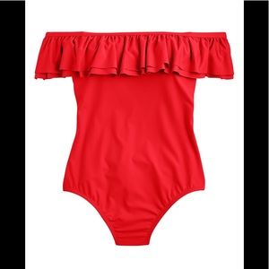 Jcrew red ruffled bathing suit swim suit Size 4